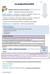 La proportionnalité - Séquence - Fiche de préparation : 5eme Primaire - PDF à imprimer