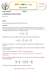 La multiplication de deux fractions - Algèbre - Montessori - Atelier 14 : 3eme, 4eme, 5eme Primaire - PDF à imprimer