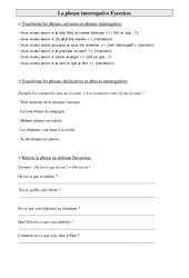 Phrase interrogative - Exercices : 3eme Primaire - PDF à imprimer