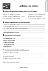 Les formes de phrases - Exercices, révisions : 4eme Primaire - PDF à imprimer