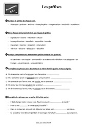 Les préfixes - Exercices, révisions : 4eme Primaire - PDF à imprimer