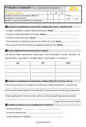 Les compléments circonstanciels - Évaluation, bilan : 4eme Primaire - PDF à imprimer