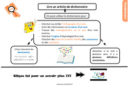 Lire un article de dictionnaire au  - Cours, Leçon, trace écrite : 5eme Primaire <small style='color:inherit;'>(téléchargement gratuit)</small>