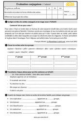 Infinitif - Évaluation, bilan : 5eme Primaire - PDF à imprimer