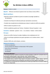 La division à deux chiffres - Séquence - Fiche de préparation : 5eme Primaire - PDF à imprimer