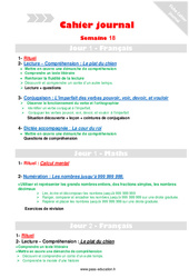 Semaine 18 - Cahier journal - PES - Stagiaires, jeunes profs... : 4eme Primaire - PDF à imprimer