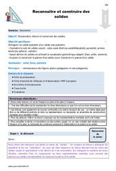 Séquence - Fiche de préparation Reconnaitre et construire des solides - Séquence - Fiche de préparation : 4eme Primaire - PDF à imprimer
