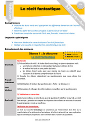 Séquence - Fiche de préparation Le récit fantastique - Rédaction - Production d’écrit - Séquence - Fiche de préparation : 4eme, 5eme Primaire - PDF à imprimer