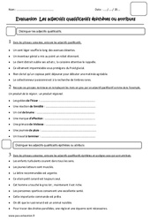 Adjectifs qualificatifs, épithètes ou attributs - Examen Evaluation : 5eme Primaire - PDF à imprimer