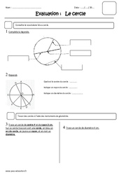 Cercle - Examen Evaluation : 5eme Primaire - PDF à imprimer