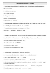 Formes de phrases - Exercices : 3eme Primaire - PDF à imprimer