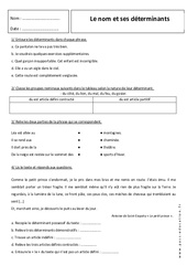 Nom - Déterminants - Exercices avec correction : 1ere Secondaire - PDF à imprimer