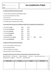 Compléments d'objet - COD, COI, COS - Révisions : 1ere Secondaire - PDF à imprimer