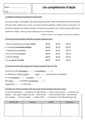 COD, COI, COS - Compléments d'objet - Exercices : 1ere Secondaire - PDF à imprimer