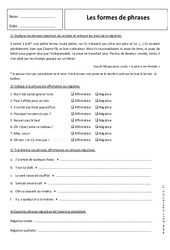 Formes de phrases - Révisions : 1ere Secondaire - PDF à imprimer