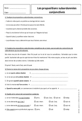 Propositions subordonnées conjonctives - Révisions : 1ere Secondaire - PDF à imprimer
