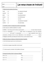 Présent, imparfait, futur simple et passé simple - Exercices : 1ere Secondaire - PDF à imprimer