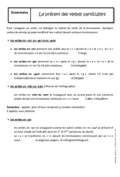 Présent des verbes particuliers - Cours : 1ere Secondaire - PDF à imprimer