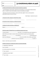 Présent et passé - Exercices sur le conditionnel : 1ere Secondaire - PDF à imprimer