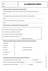 Présent du subjonctif - Exercices : 1ere Secondaire - PDF à imprimer