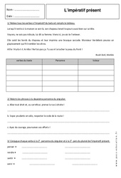 Présent de l'impératif - Exercices : 1ere Secondaire - PDF à imprimer
