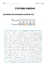 Dénombrer des constellations de dés de 4 à 8 - Coloriage magique  : 1ere Primaire - PDF à imprimer