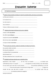 Adverbes - Examen Evaluation : 5eme Primaire - PDF à imprimer