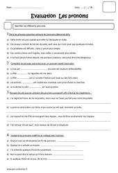 Pronoms - Examen Evaluation - Démonstratifs, possessifs, indéfinis, interrogatifs, et relatifs. : 5eme Primaire - PDF à imprimer