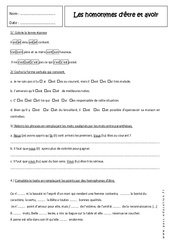 Verbe être et avoir - Exercices sur les homonymes : 1ere Secondaire - PDF à imprimer