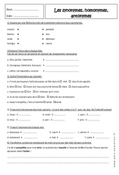 Homonymes - Antonymes - Synonymes - Révisions : 1ere Secondaire - PDF à imprimer