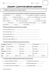 Accord des adjectifs qualificatifs - Examen Evaluation : 5eme Primaire - PDF à imprimer