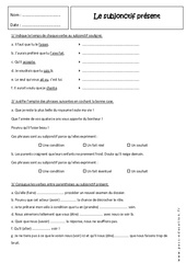 Présent du subjonctif - Exercices : 2eme Secondaire - PDF à imprimer