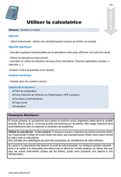 Utiliser la calculatrice - Séquence - Fiche de préparation : 5eme Primaire - PDF à imprimer