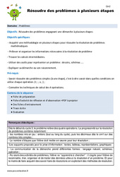 Résoudre des problèmes à plusieurs étapes - Séquence - Fiche de préparation : 5eme Primaire - PDF à imprimer