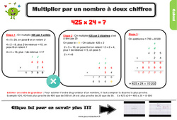 Multiplication par un nombre à deux chiffres - Cours, Leçon, trace écrite : 4eme Primaire - PDF gratuit à imprimer