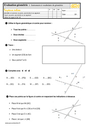 Instrument et le vocabulaire de géométrie - Évaluation : 4eme Primaire - PDF à imprimer