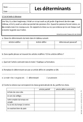 Déterminants possessifs et démonstratifs - Révisions : 6eme Primaire - PDF à imprimer