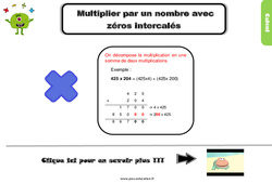 Multiplier par un nombre avec zéros intercalés - Cours, Leçon, trace écrite : 4eme Primaire - PDF gratuit à imprimer