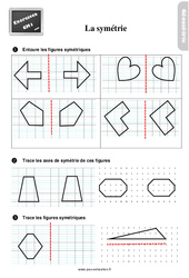 Comment compléter des figures symétriques - Exercices, révisions : 4eme Primaire - PDF à imprimer