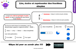 Lire, écrire et représenter des fractions simples - Cours, Leçon : 4eme Primaire - PDF gratuit à imprimer