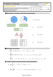 Décomposer des fractions simples - Examen Evaluation : 4eme Primaire