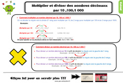 Multiplier et diviser des nombres décimaux par 10 ,100,1 000 - Cours, Leçon, trace écrite : 4eme Primaire - PDF gratuit à imprimer