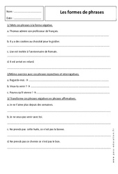 Formes de phrases - Révisions - Forme affirmative et négative : 6eme Primaire - PDF à imprimer