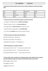 Contraires - Exercices - Vocabulaire : 3eme Primaire - PDF à imprimer