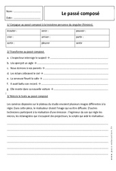 Passé composé - Exercices corrigés : 6eme Primaire - PDF à imprimer