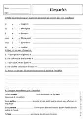 Imparfait - Exercices  : 6eme Primaire - PDF à imprimer