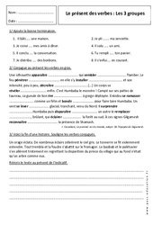 Présent - Exercices sur les 3 groupes de verbes : 6eme Primaire - PDF à imprimer