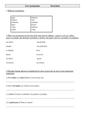 Synonymes - Exercices - Vocabulaire : 3eme Primaire - PDF à imprimer
