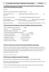 Concordance des temps - L'imparfait et le passé simple - Exercices - Conjugaison : 5eme Primaire - PDF à imprimer