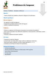 Problèmes de longueur - Séquence - Fiche de préparation : 4eme, 5eme Primaire - PDF à imprimer